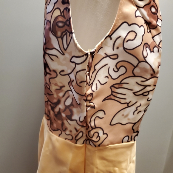 New Gold Floral Formal Asymmetrical Dress - Picture 5 of 8